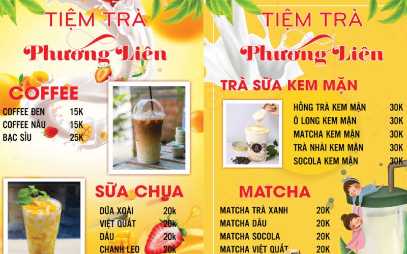 quán trà sữa và cafe